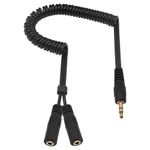 Duttek Headphone Splitter, 3.5mm Stereo Splitter Cable, 3.5mm Male to 2 Prots Female Y Coiled Cable, Headphone Jack Splitter Cable for MP3 Players, PC, Tablets, Smartphone.2.6Feet/0.8M