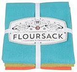 Now Designs Floursack Kitchen Dish Towels Blue, 20 x 30in, Set of 3, Bali Cactus Crush, 3 Count