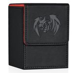 UAONO Card Deck Box for Yugioh MTG Cards, 100+ Deck Case with 2 Dividers Fits TCG CCG, PU Leather Card Storage Box Compatible with Collectible Trading Cards (Black&Red, Sky Dragon)