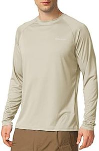 BALEAF Men's Sun Protection Shirts UV SPF T-Shirts UPF 50+ Long Sleeve Rash Guard Fishing Running Quick Dry Oatmeal Size L