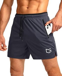 G Gradual Men's Running Shorts with Zipper Pockets Quick Dry Gym Athletic Workout 5" Shorts for Men (Dark Grey, X-Large)