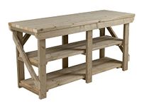 Arbor Garden Solutions Workbench With Double Shelf Indoor/Outdoor - Pressure Treated - Heavy Duty - Handmade Garage Workshop Work Table (7ft)