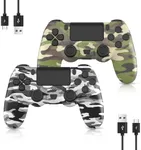 YsoKK 2 Pack Wireless PS4 Controller for Playstation 4/Slim/Pro with 1000mah Battery/Dual Vibration/Audio Jack/Six-axis Motion Sensor(Camouflage Grey and Camouflage Green)