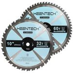 KEENTECH 10 Inch Circular Saw Blade 32 60T, 5/8" Arbor, ATB Carbide Teeth, Fast and Ultra Fine Finish Large Wood Cutting Framing Saw Blades for Miter Saw & Table Saw, General Purpose Saw Blade