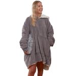 Sienna Hoodie Blanket Ultra Soft Sherpa Fleece Warm Cosy Comfy Oversized Wearable Hooded Sweatshirt Throw for Women Girls Adults Men Boys Kids Big Pocket - Charcoal Grey