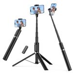 SYNCWIRE 55" Phone Tripod with Bluetooth Remote, Aluminum Selfie Stick Tripod with 360° Rotation, Tripod for iPhone & Android Phones, Phone Tripod Stand for Travel, Vlogging, Live Streaming, Black