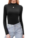 Zeagoo Black Long Sleeve Shirt for Woman Fall Mock Turtle Necks Basic Tee Slim Fitted Tops Base Undershirt