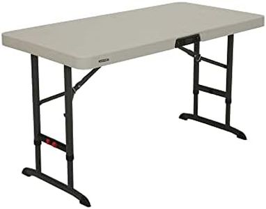 Lifetime Table Pliante rectangulaire Ajustable (Beige) 122cm Nesting / 4 Personnes ref 80823, Plastique, 122x61cm