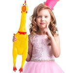 Xeehwb 22 Inch Crazy Huge Rubber Chicken,Yellow Squeeze Chicken Toys,Squeaky Chicken Dog Toys,Squawking Prank Novelty Gag Gift