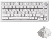 Akko 5075B Plus Shine-Through Mechanical Keyboard 75% RGB Hot-swappable Clear Transparent Gaming Keyboard with Knob, White Keyboard with PC ASA Profile Keycaps V3 Piano Pro