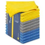 Microfiber Cleaning Cloths, Ultra Absorbent Weave Trap Grime & Liquid, Scratch Proof & Lint Free Cloth, Reusable and Washable, Pack of 12, 12x16in