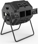 160L Compost Bin Upgraded with Compost Thermometer - Dual Chamber Garden Tumbler Composter (Black)