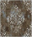 HAOKHOME 94005-1 Vintage Peel and Stick Wallpaper Damask Brown/Beige/Teal Vinyl Stick on Wall Paper for Bathroom Bedroom Home Decor 17.7in x 9.8ft