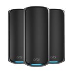 NETGEAR Orbi Quad-band WiFi 7 Mesh System RBE973SB, WiFi 7 Router Plus 2 Satellite Extenders, Coverage up to 10,000 sq. ft. & 200 Devices, 10 Gbit Internet Port, BE27000 802.11be (up to 27Gbps)