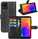 Fertuo Case for Alcatel 1B 2022, Mobile Phone Case Leather Flip Case with Stand Function, Card Slot, Magnetic Buckle, Silicone Bumper Protective Cover for Alcatel 1B 2022, Black