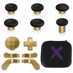 eXtremeRate 13 in 1 Component Pack Kit for Xbox Elite Series 2 Controller, 6 Metal Thumbsticks & Tool, 2 D-Pads, 4 Paddles for Xbox Elite Series 2 Core Controller - Metallic Hero Gold