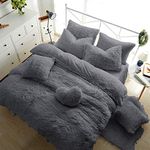 Teddy Bear Fleece Fitted Sheet Plain Thermal Winter Warm Soft Sherpa Cozy Bed Linen Bedding EXTRA DEEP 30CM SNUG FIT 12" inch Mattress Depth (Silver Grey, Double 12"/30cm Fitted Sheet)