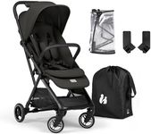 Hauck Fly N Care, Black - Cabin Approved, Ultra Compact & Light Travel Pushchair (7.5kg) with One Hand Fold, Carry Strap & Bag, Seat Liner, Car Seat Adapter, UPF 50+ Sun Canopy, from Birth