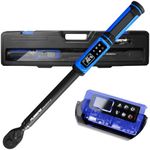 PUIBERS Digital Torque Wrench 1/2" Drive 3.8-250.8FT.LB (5-340Nm),Electronic Torque Wrench ±1% High Accuracy,5 Units LCD with Buzzer & LED Alerts for Car Bike Moto Truck