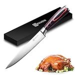 PAUDIN Carving Knife, Razor Sharp Sashimi Knife, 8 Inch Nonstick Sushi Knife, High Carbon Stainless Steel Kitchen Knife with Ergonomic Handle