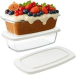 Navaris Glass Loaf Pan with Lid - Borosilicate Glass Bread Bakeware - Food Meal Prep Containers with Lids - Baking Dishes & Storage for Oven & Microwave - 60.8oz (1.8L) Set of 2