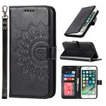 SunYoo for iPhone 6S Plus Case,for iPhone 6 Plus Case,Flower Printed Leather Wallet Case with Stand Holder Flip Cover with Card Slots and Strap Compartment for iPhone 6plus/6Splus(5.5")-Black