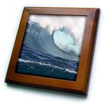 3dRose ft_46389_1 60-Feet Surf Crashes on Mauis Northshore at Peahi Jaws Framed Tile, 8 by 8-Inch