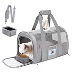 SECLATO Extra Large Pet Carrier Soft Sided Cat Carriers for Large Cats Under 25 lbs, Folding Big Dog Carrier 20"x13"x13" Cat Carrier for 2 Cats Travel Carrier, Grey