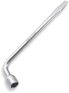 QWORK Car Spare Tire Lug Wrench for Jack, 13/16" High Carbon Steel L-shaped Tire Replacement Tool L Type Strong Hexagon Slotted End Socket Wrench