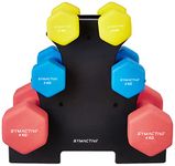 Amazon Brand - Symactive Neoprene Coated Dumbbell Combo with Stand 15 Kg, Set of 2 (1.5 Kg, 2 Kg, 4 Kg)