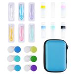 Lasiyanor Portable Contact Lens Travel Bag with Contact Lens Case Tweezers Remover Tool Solution Bottle for Daily Outdoor(Blue)