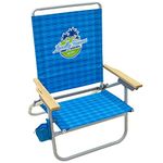 Tommy Bahama 4-Position Easy in-Easy Out Folding Beach Chair, Light Blue, 12.75'' Seat Height