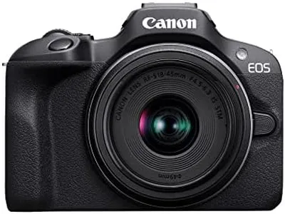 Canon EOS R100 Mirrorless Camera RF-S18-45mm F4.5-6.3 is STM Lens Kit, 24.1 Megapixel CMOS (APS-C) Sensor, 4K Video, RF Mount, Black