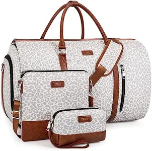 4pcs Convertible Garment Duffel Bag for Travel - 50L 2-in-1 Carry On Weekender Overnight Bag with Toiletry Bag, Fits Suits & Dresses, Trolley Sleeve, Hanging Suit Compartment, Waterproof Shoe Pocket