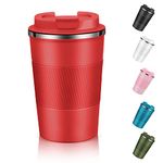 Dycietx Travel Mug with Leakproof Lid,Insulated Reusable Coffee Mug for Hot&Cold Drinks/Tea,Portable Stainless Steel Thermal Takeaway Travel Coffee Cup for Car/Outdoor/Picnic/Office/School (Red)