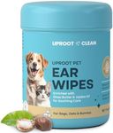 Uproot Clean Cat & Dog Ear Cleaner Finger Wipes (50ct.): Disposable Dog Ear Wipes Enriched with Shea Butter & Jojoba Oil - Cleaner Removing Wax Build Up, Help with Odor Discomfort