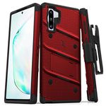 ZIZO Bolt Series Samsung Galaxy Note 10 Case | Heavy-Duty Military-Grade Drop Protection w/Kickstand Included Belt Clip Holster Lanyard (Red/Black)