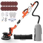 Electric Drywall Sander with Vacuum Dust Collection, 1000W Popcorn Ceiling Removal Tool, 1000-2100RPM 5 Variable Speed, LED Light, Foldable & Extendable Wall Sander with 12 Sanding Discs