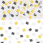 25th Birthday Confetti Number 25 Confetti 25th Anniversary Party Confetti for Party Table Decoration Supplies or DIY (Gold Silver Black1.5 Oz 1500 Pieces)