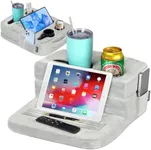 TabCouchCaddy - Couch Cup Holder Tray Pillow - Bed, Couch Caddy, Sofa, RV & Car - Holds Drinks, Snacks, Remotes, Phones, Kindle, Tablet | Bed Cup Holder (Grey)