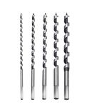 Auger Bit, Extra Long Wood Drill Bit Hex Drill Bits Set 6mm/8mm/10mm/12mm/14mm *230mm in Spiral Stainless Steel for Wood, Block Brick Tile and Plastic (5PCS)