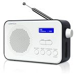 LEMEGA PR2 DAB/DAB+ & FM Radio,Mains and Battery Powered Portable Compact DAB Radios,Dual Alarm Clock,60 Preset Stations, Headphones-Out - Black