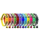 Cluos 12 PACK Reflective Cat Collars Quick Release with Bell Safety Nylon Kitten Collars Adjustable 19-32cm