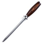 TUO Honing Steel for All Kitchen Knives Daily Sharpening Maintenance - High Carbon German Stainless Steel with Pakkawood Handle - 9-inch Sharpening Rod with Case - Fiery Phoenix Series