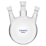 Labasics Glass 50ml 3 Neck Round Bottom Flask RBF, with 24/40 Center and Side Standard Taper Outer Joint (2000ml)