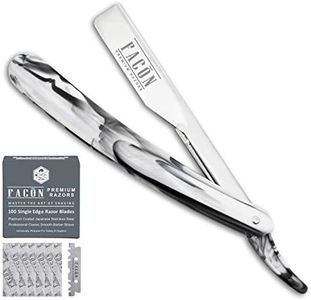 100 BLADES + Facón Professional Marble Straight Edge Barber Razor - Salon Quality Cut Throat Shavette