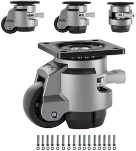 TESUMI Heavy Duty Leveling Casters Set of 4, 4800 LBS Load Capacity Adjustable Leveling Feet, Retractable Swivel Industrial Plate Casters for Workbench, Machine, Equipment & Furniture, 3 Inch, T100