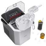 magicplux Ice Makers Machine, Self-Cleaning Ice Cube Machines 9 Cubes in 6 Mins, 26.5lbs ice in 24Hrs, Countertop Ice Maker for Home/Kitchen/Office/Party/RV with Scoop & Basket, Silver