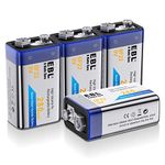 EBL 4 Pack 9V 6F22 Rechargeable Batteries 9 Volts Ni-MH 280mAh Low Self-discharged