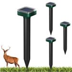 Solar-Powered Deer & Rabbit Repellent Devices for Outdoor Garden - Sonic Animal Deterrent for Yard, Plants & Trees - Waterproof Electronic Repeller (Safe for Pets) (8, Green)